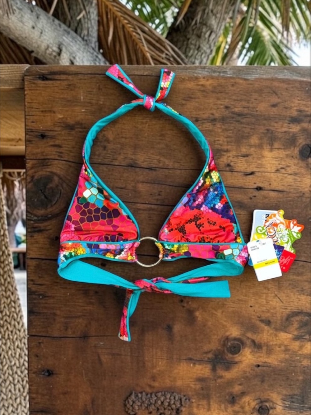 BECCA Swim NWT Ring Halter Neck Bikini Top Size Medium